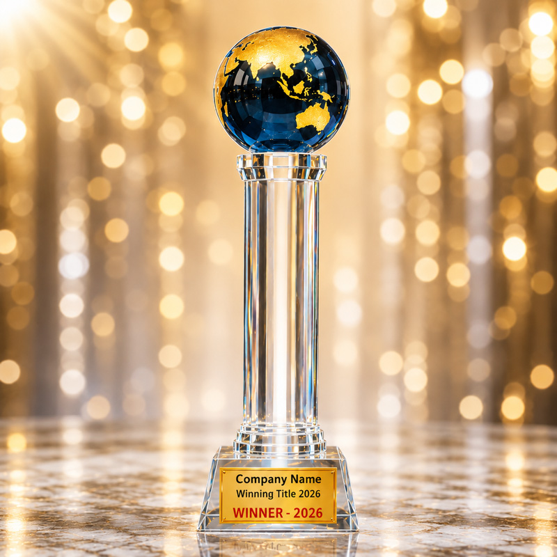Golden Tree Awards crystal globe trophy for Business Awards winners