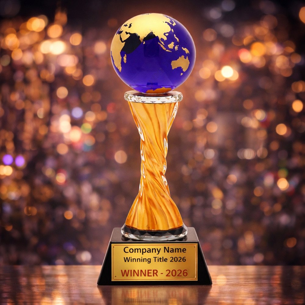 Golden Tree Awards crystal globe trophy for Business Awards winners