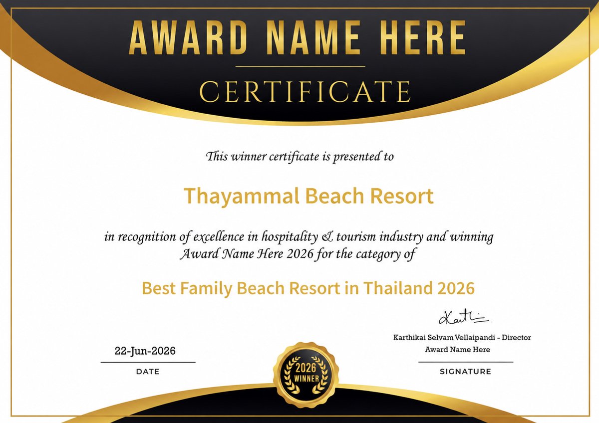 Golden Tree Awards winner certificate personalised with winner name and category